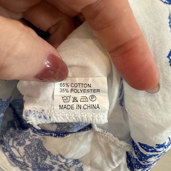 Blue and White Boho Wrap Women's Top - Picture 6 of 6